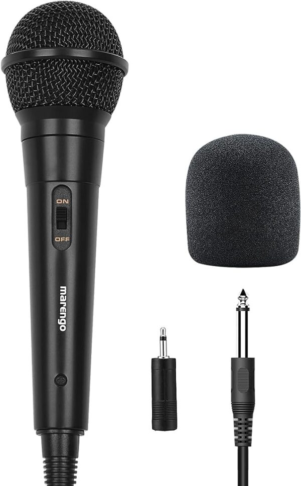 Marengo Handheld Wired Microphone, Cardioid Dynamic Vocal Mic with 13ft Cable and ON/Off Switch, Ideally Suited for Speakers, Karaoke Singing Machine, Amp, Mixer