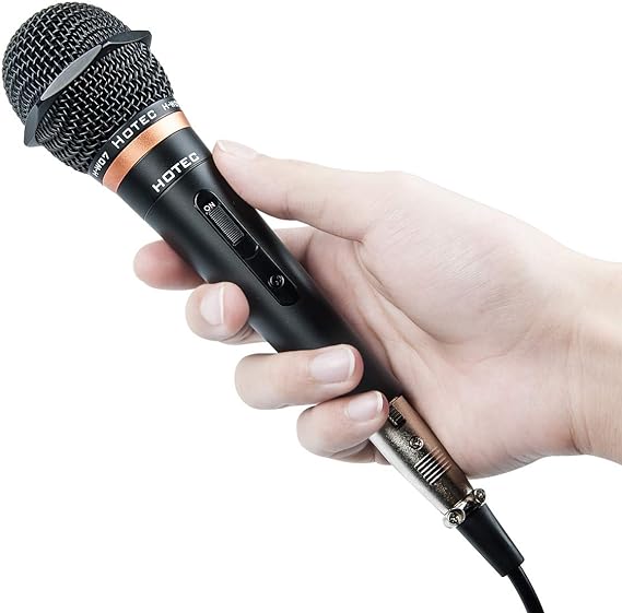 HOTEC Premium Vocal Dynamic Handheld Microphone with 19ft Detachable XLR Cable and ON/Off Switch (Metal Black) (H-W07)