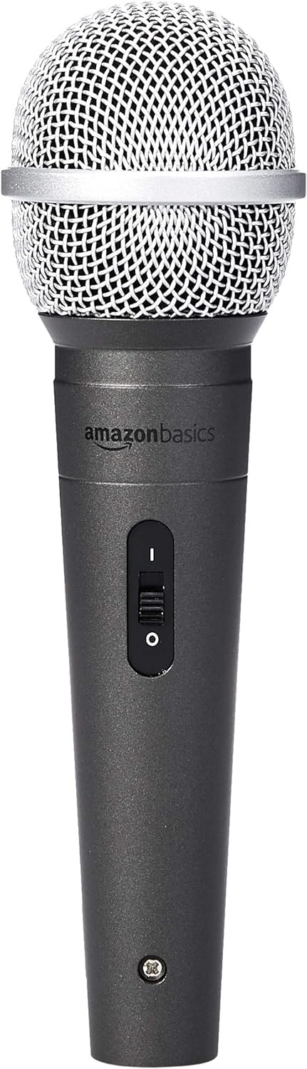 Amazon Basics - Wired Dynamic Vocal Microphone, Cardioid, XLR, Black/Silver