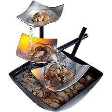 Homedics Tabletop Water Fountain, Home Décor Soothing Sound Machine - Automatic Pump, Deep Basin & Natural River Rocks. Indoor Zen Relaxation for Office, Living Room, or Bedroom, 8.25” Tall