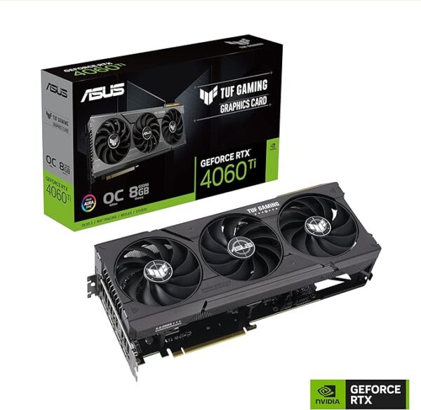 ASUS TUF Gaming GeForce RTX™ 4060 Ti OC Edition Gaming Graphics Card (PCIe 4.0, 8GB GDDR6, DLSS 3, HDMI 2.1a, DisplayPort 1.4a)