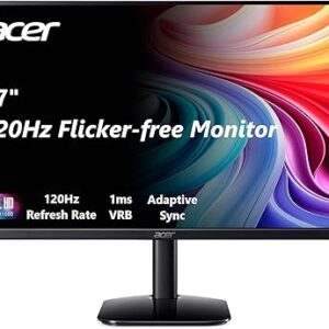 acer KB272 G0bi 27" IPS Full HD (1920 x 1080) Zero-Frame Gaming Office Monitor | Adaptive-Sync Support (FreeSync Compatible) | Up to 120Hz Refresh | 1ms (VRB) | sRGB 99% | Tilt | HDMI & VGA Ports