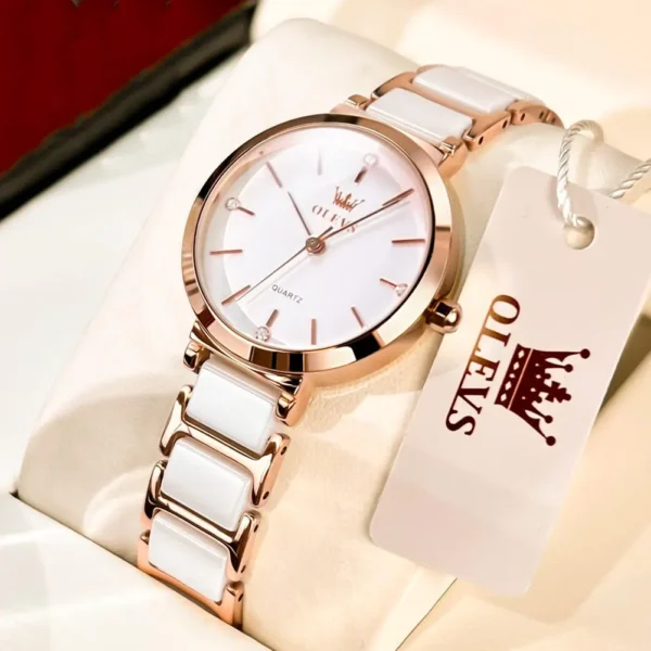 Good Price Crystal Watch Women Gift Waterproof Rose Gold Ladies Wrist Watches Ceramic Strap High Quality Women's Bracelet